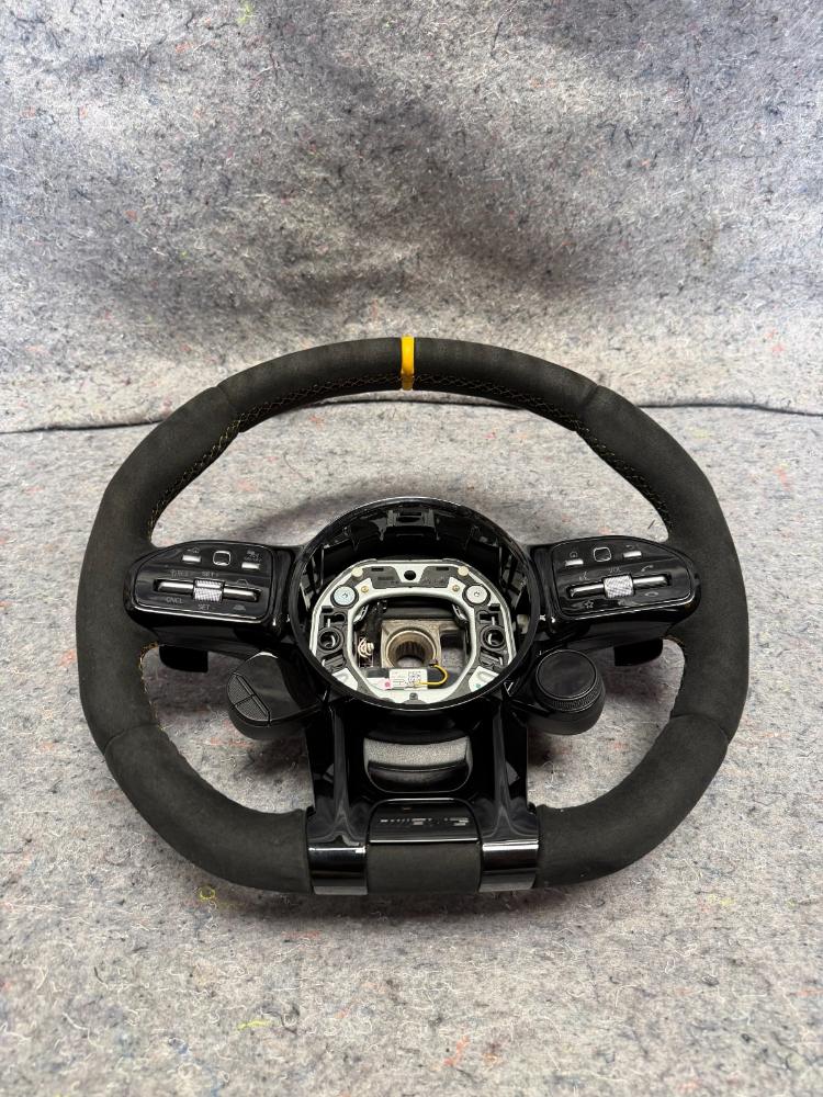 Mercedes Benz AMG GTR Steering Wheel Flate Bottom Yellow Stitching OEM – photo 2